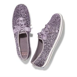 Keds x Kate Spade Lavender Purple Champion Glitter Sneakers 7.5 Sparkle New